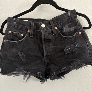 Levi's Black Distressed Jean Shorts